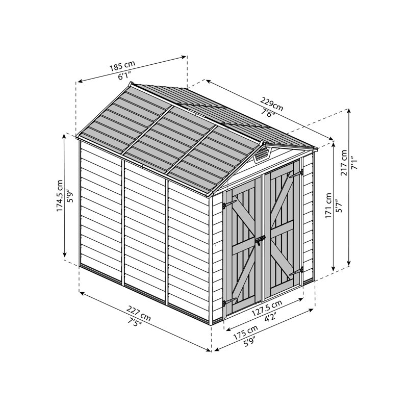 Gray 6' x 8' Polycarbonate and Aluminum Storage Shed