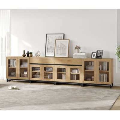 4 In 1 Multifunctional Dresser With Glass Doors And 2 Drawers, Modern Chest Of Drawers With Adjustable Shelf And Base, Closet Organizers And Storage Cabinet For Bedroom