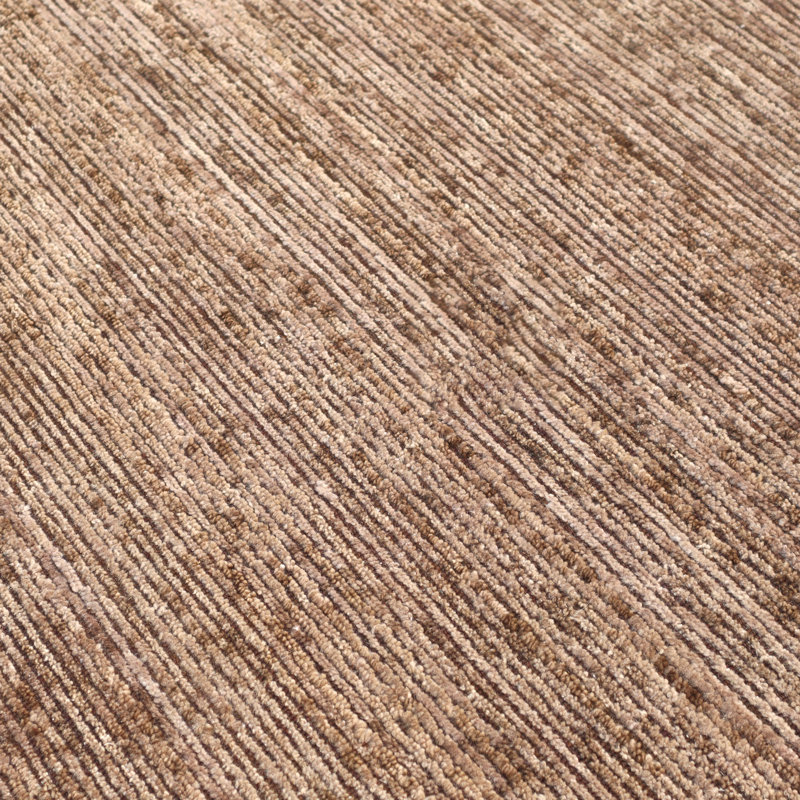 Linea Handmade Light Brown Rib Cut Wool Area Rug By Tufty Home, Rectangle 4' x 6'