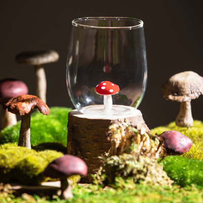 17 oz Figurine en verre sans pied avec boîte-cadeau, champignon