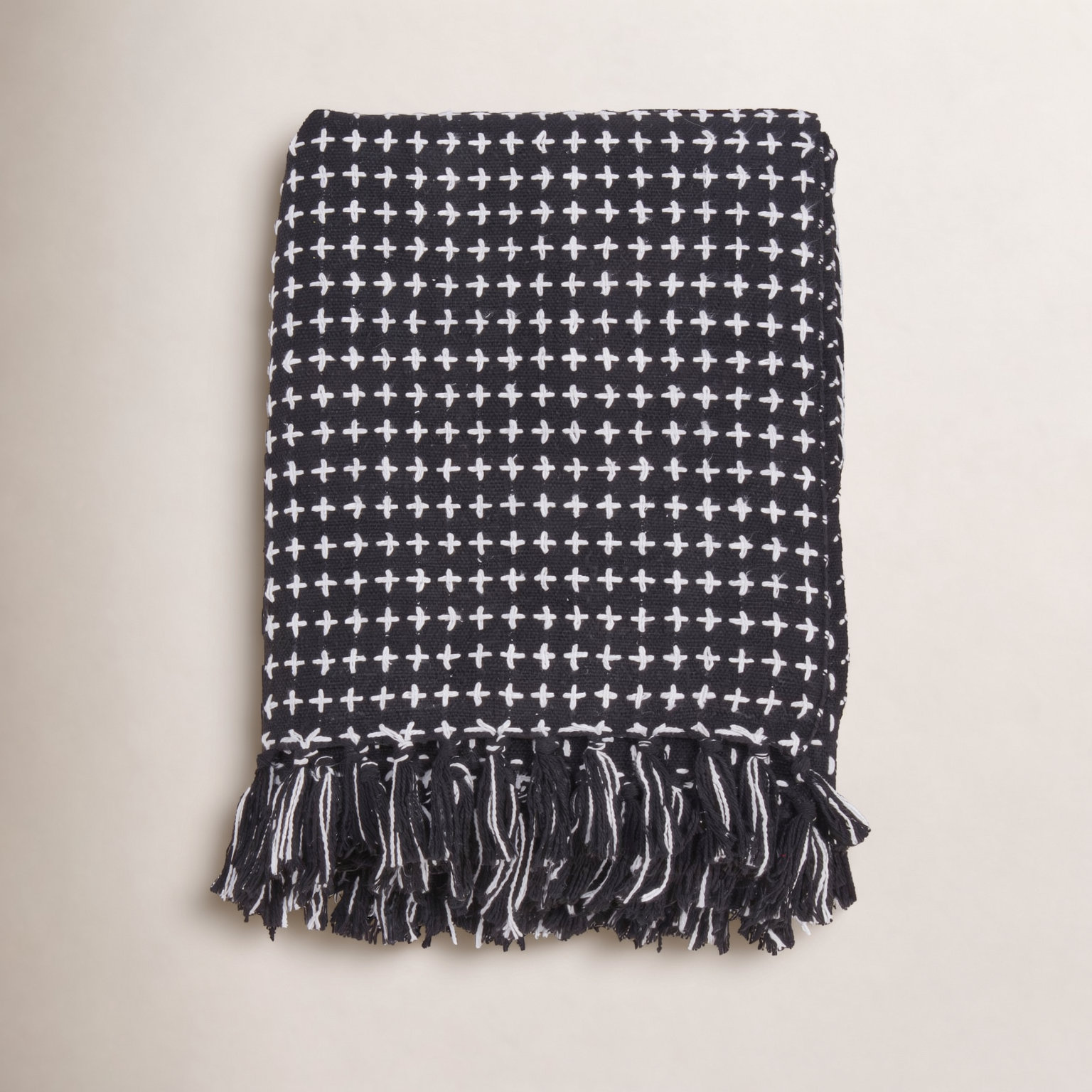 Fairdale Cotton Hand Woven Throw Blanket, Black