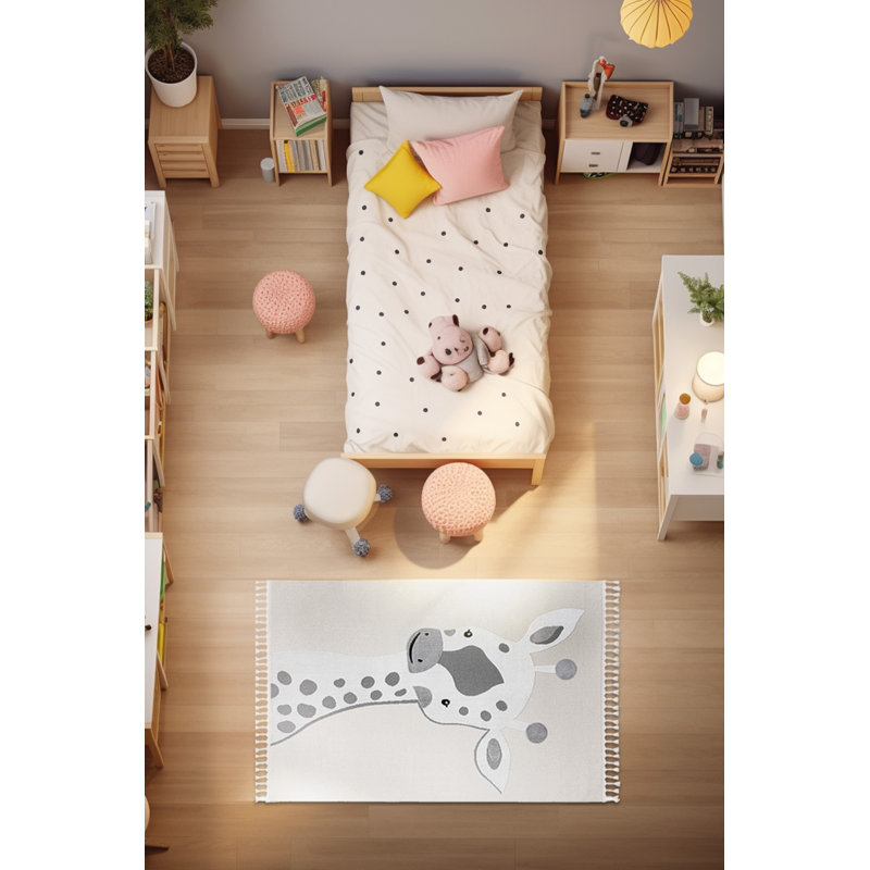 Tapis crème en polyester tissé à la machine 4 pi 5 po x 6 pi 3 po Rohrbaugh