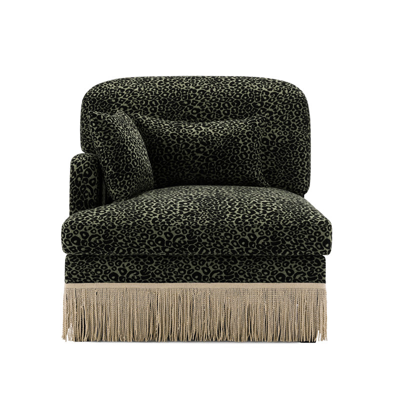 Sofa LSF Leopard Chenille W/Pillows -Green black
