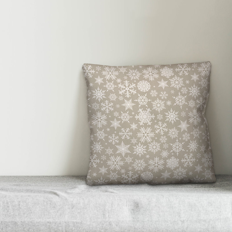  Housse de coussin Snowflake, 20 po x 20 po, Or, Polyester/ Bourre en polyester