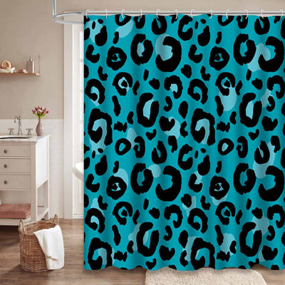 Rideau de douche imperméable à motif de léopard avec 12 crochets
