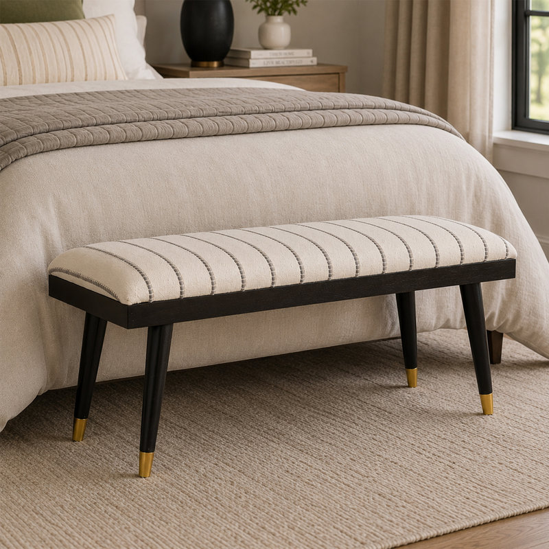 Conlan Upholstered Black and Cream Bench