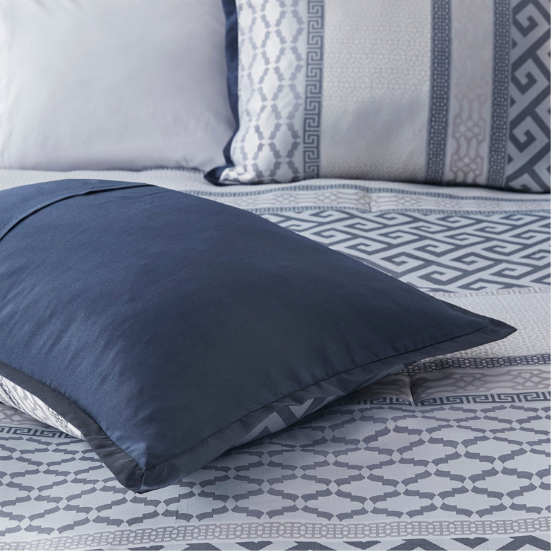 Ensemble d'édredon 7 pièces jacquard bleu marine