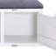 Banc de rangement gris et blanc avec revêtement intérieur confortable et spacieux-303385086
