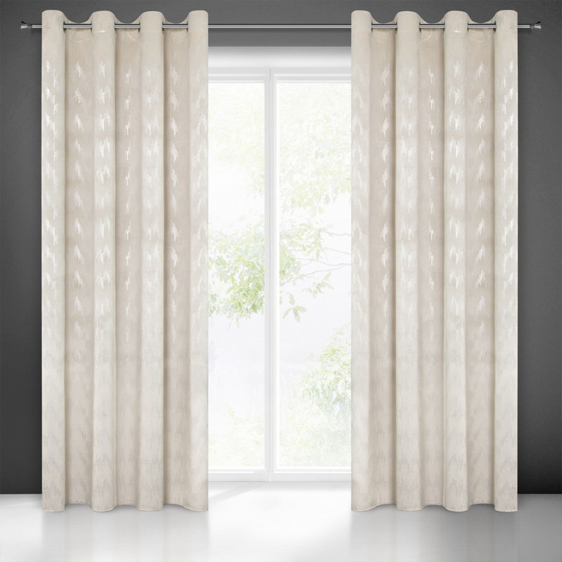 Adhitya Blackout Curtains Single Panel, Beige