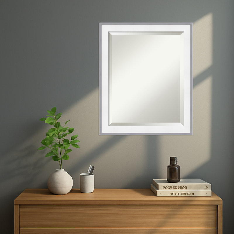Miroir mural Maya, 23,25 po x 19,25 po, Argent blanc