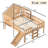Full  Size House Loft Bed With Slide,Playhouse Bed With Star Moon-Shaped Designs And Window, Chic Design With LED Lights,No Box Spring Needed,Natural-125600630-125600628