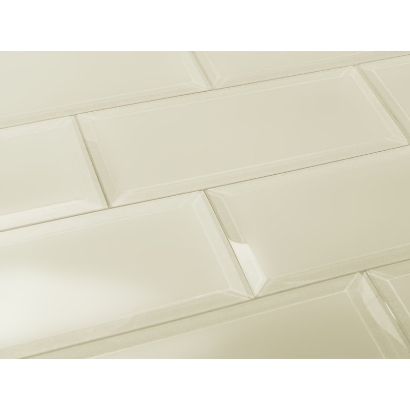 Frosted Elegance 3 in. x 12 in. Diamond Grade Glass Beveled Subway Decorative Kitchen & Bathroom Wall Tile