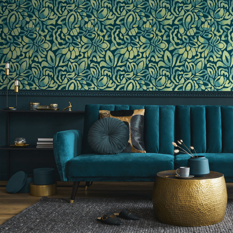 Pepper Embossed Fabric Brussels Lace Lana Wallpaper Roll, Green