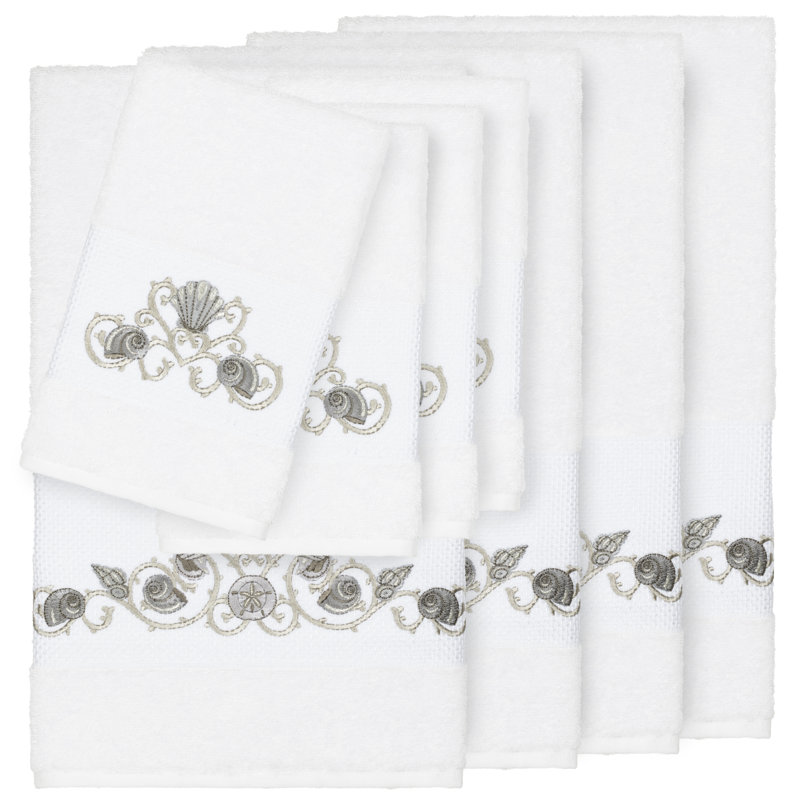 Bella 8 Piece Turkish Cotton Towel Set, White