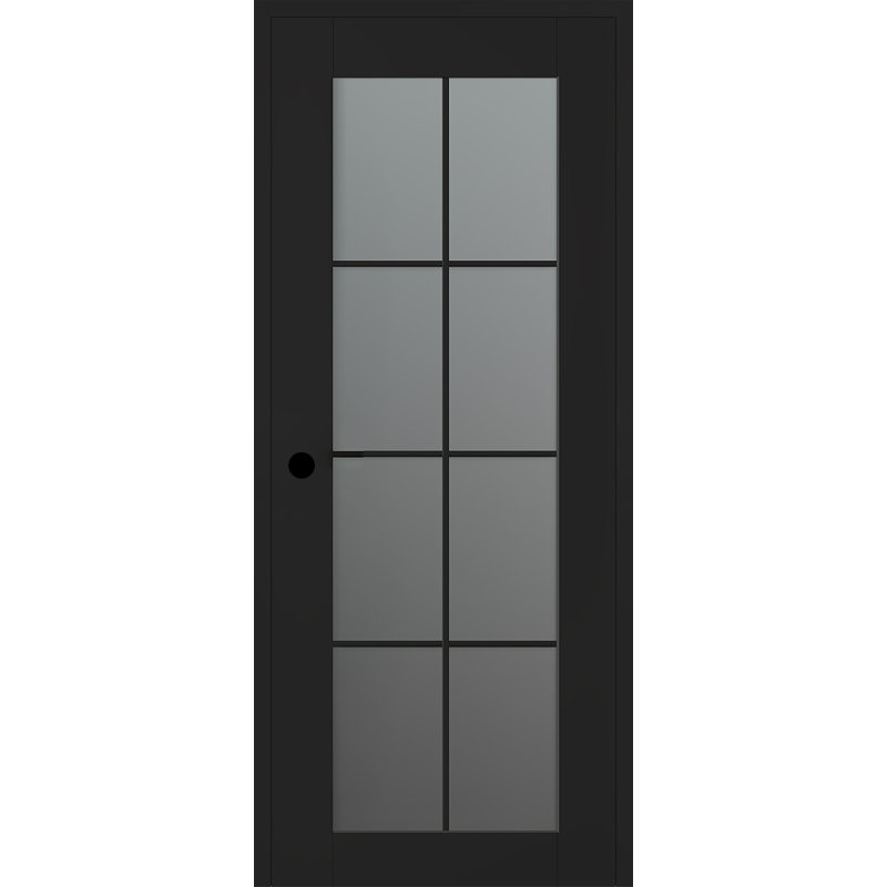 Portes françaises en verre Avon sans quincaillerie d'installation, 79,37 po x l 35,875 po, Noir mat, Droite