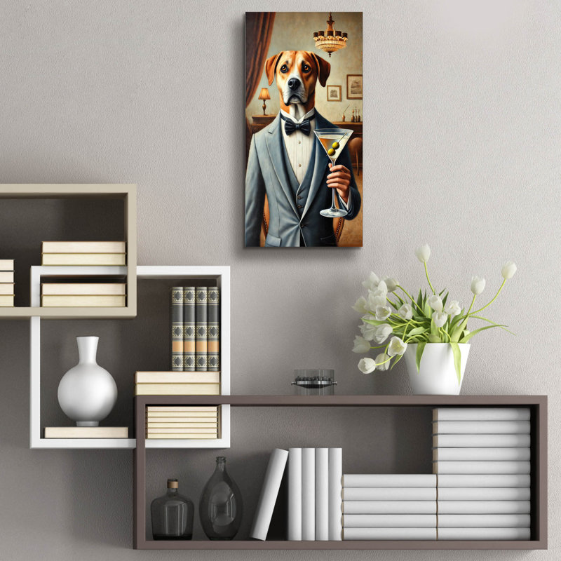 «Dog Martini» par Rey Klimt, art mural acrylique, H 24 po x l 12 po