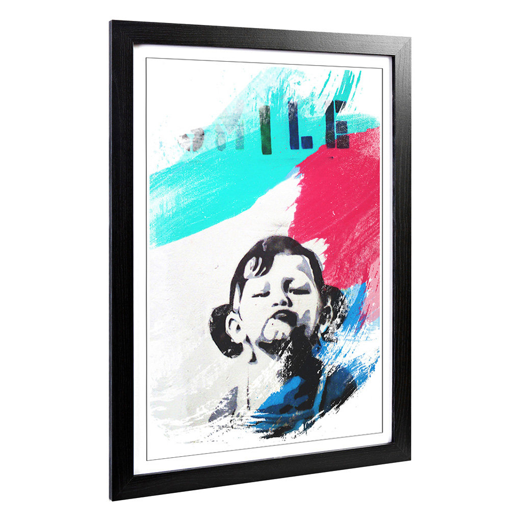 Banksy Smile Graffiti Framed Art - Framed Print