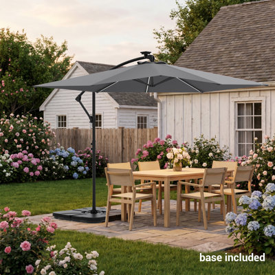 Duyne 98.40'' Lighted Cantilever Umbrella with Crank Lift , Counter Weights Included