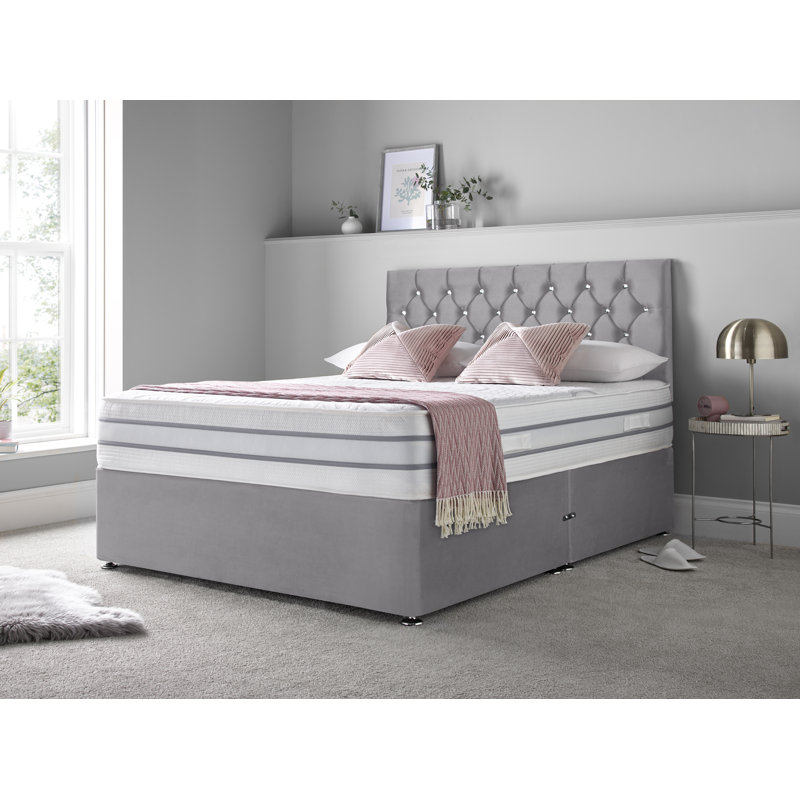 Boltwood Upholstered Divan Bed with Mattress, Charcoal, Small Single (2'6), No Drawers