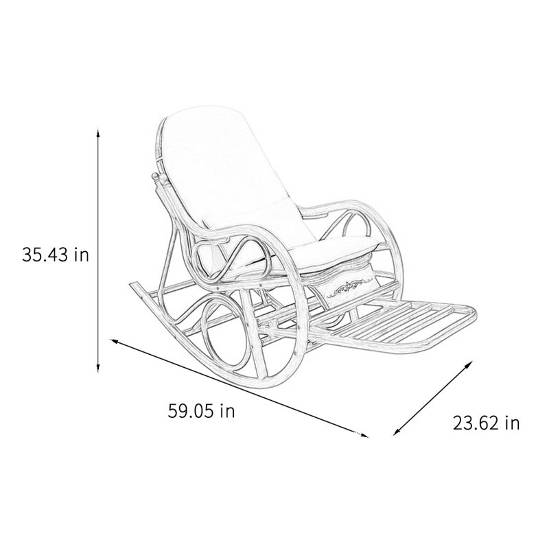 Chaise berçante décontractée en rotin naturel tissé, Brun