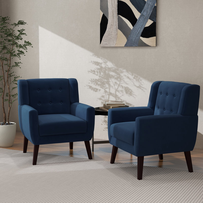 Jaqueze 73.4 Cm Wide Cotton Armchair, Royal Blue Velvet