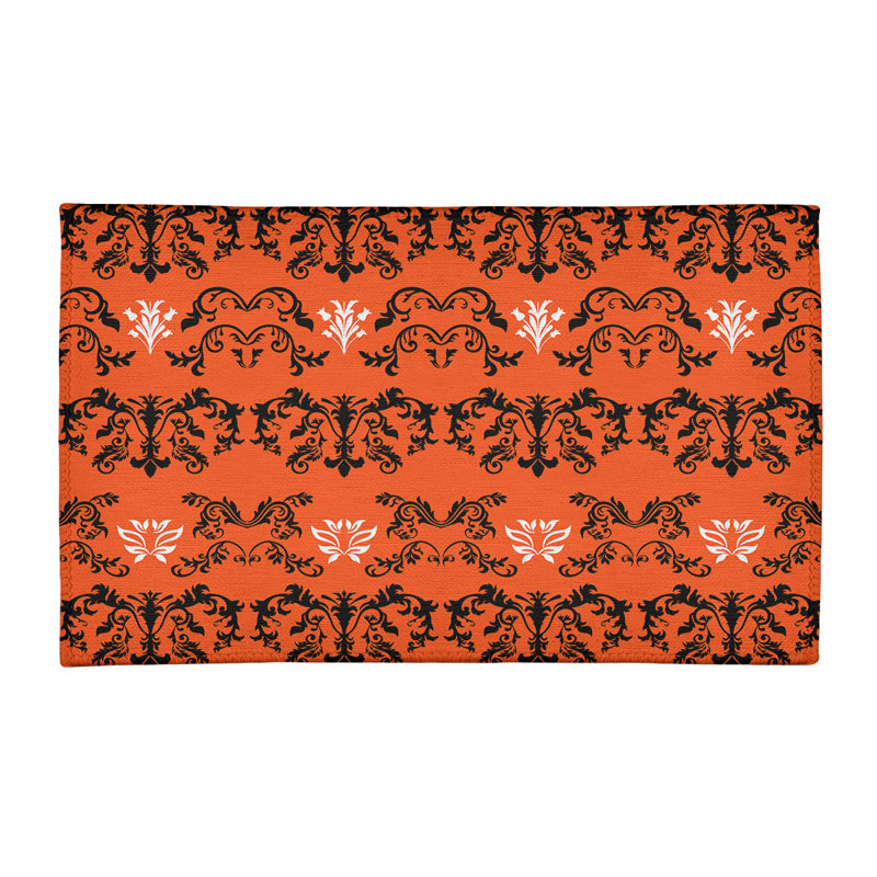 Tapis damassé orange / noir, Rectangle 2 pi x 3 pi