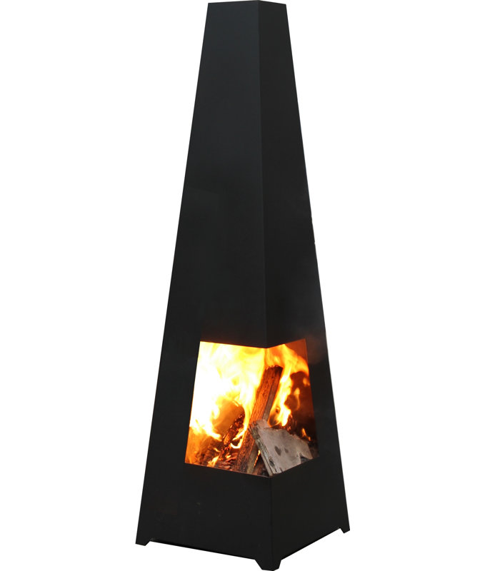 Rizo Square Steel Wood Burning Smokeless Chimnea, 122 cm H x 37 cm W x 37 cm D, Black