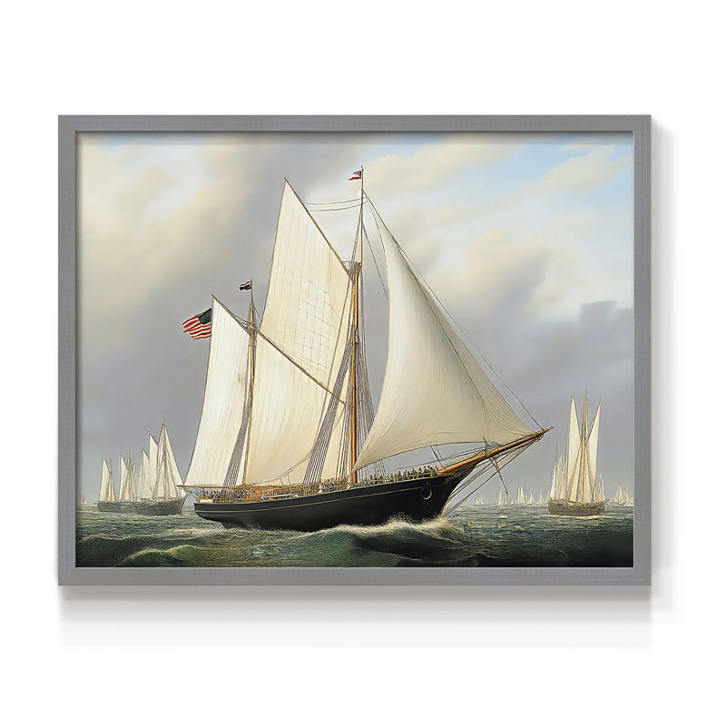 Nautical Series-XCVII -Framed Print - Restickable, Grey, 16" H x 20" W
