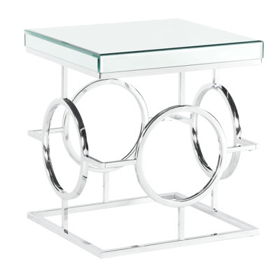 Fairhill Mirrored Glass Top End Table