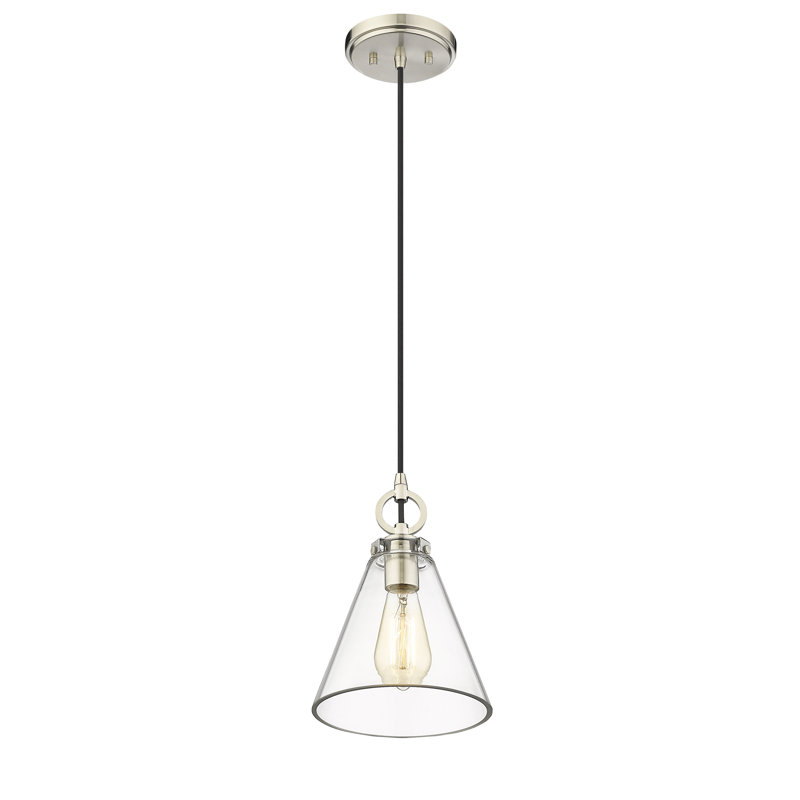 Luminaire suspendu 1 lumière Pays de Galles, Nickel brossé, H 121,5 po x l 8 po x P 8 po