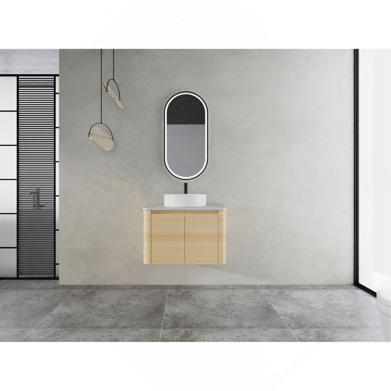 Meuble-lavabo mural 30 po en contreplaqué avec vasque en céramique et 2 portes à fermeture en douceur