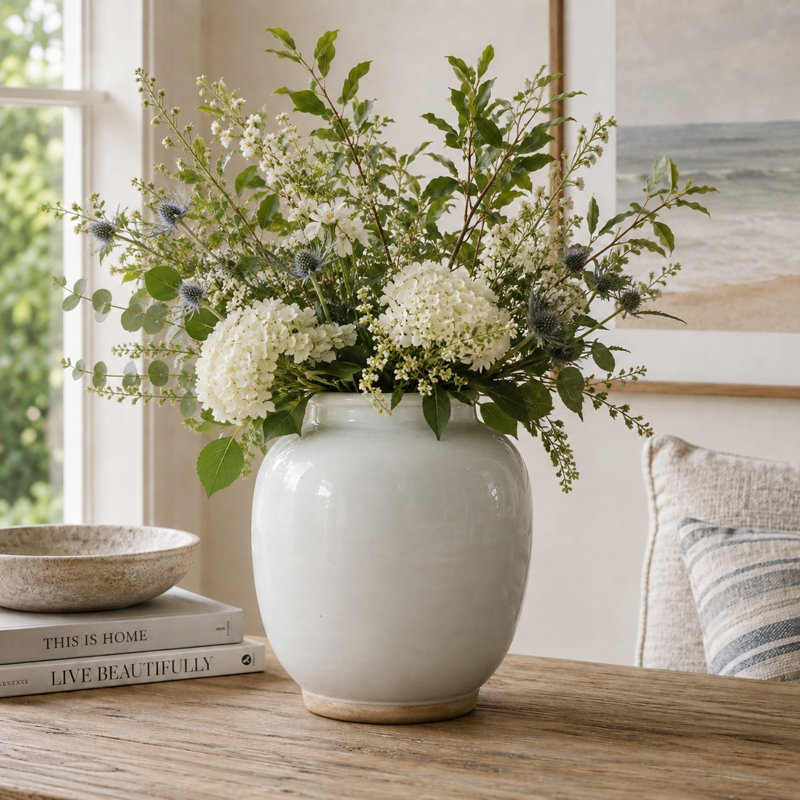 Brest Porcelain Table Vase, 10" H x 8.6" W x 8.6" D