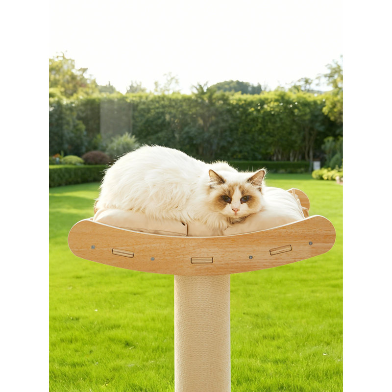 Solid Wood Half Floor-to-Ceiling Cat Tree With Sucker, Half Size with Sucker