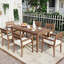 Ensemble de salle à manger 7 pièces pour l'extérieur, table en bois avec 6 chaises pour la pelouse, la cour, la terrasse du jardin, au bord de la piscine-1076329439