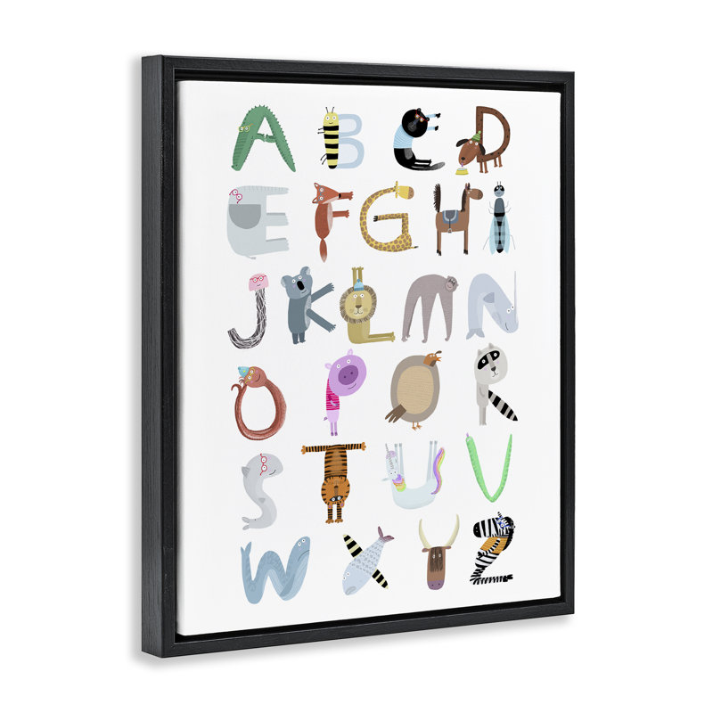 Alphabet en forme d'animal, Cadre flottant noir de jais, H 21 po x l 17 po