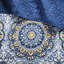 Courtepointe très grand / très grand bleu - médaillon floral, coussins brodés, matériau de microfibre 6 pièces, très grand lit, avec grands médaillons, 100%-117361762-117361761