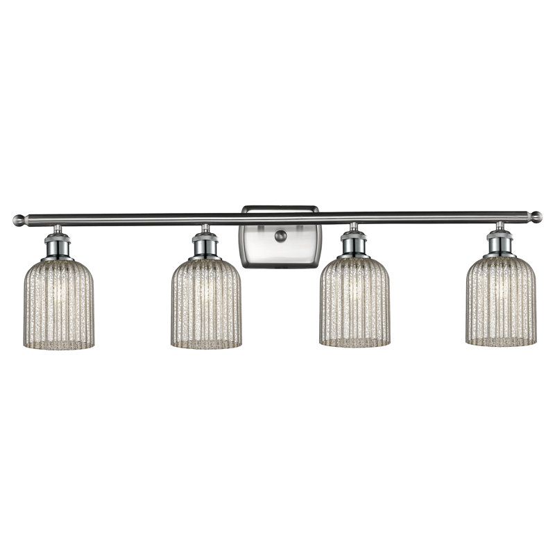 Éclairage pour meuble-lavabo à 4 lumières à intensité variable Fiennes Veil, Gris métallisé, Satin Nickel