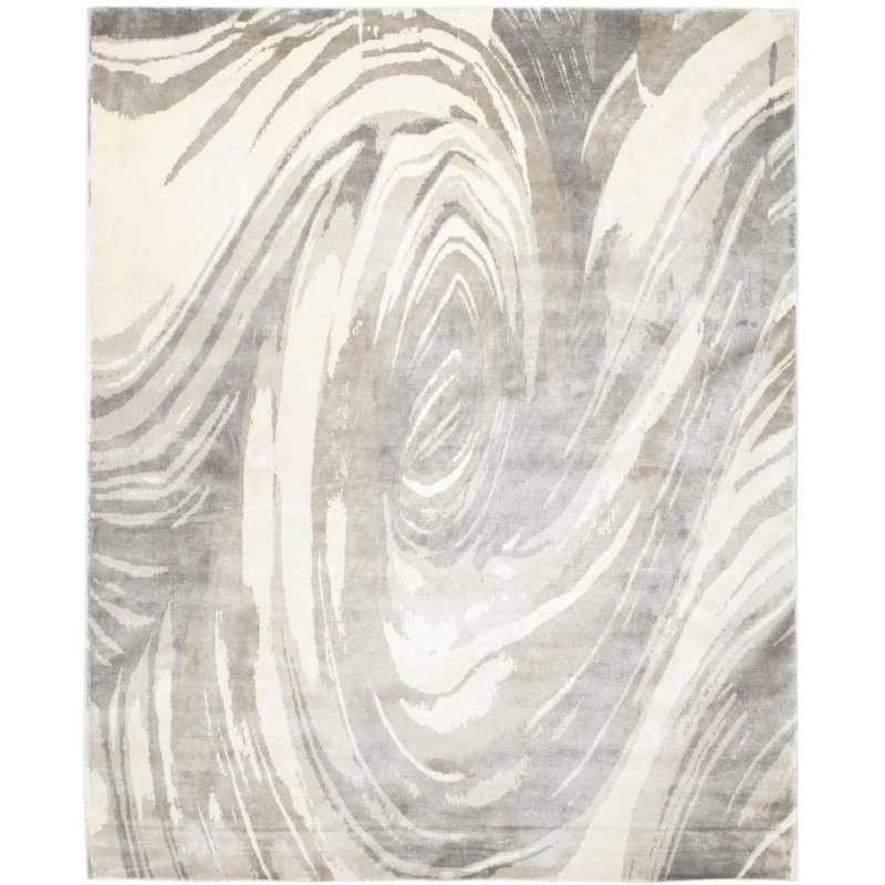 Tapis abstrait en viscose tissé à la main Annaie, Rectangle 6 pi x 9 pi