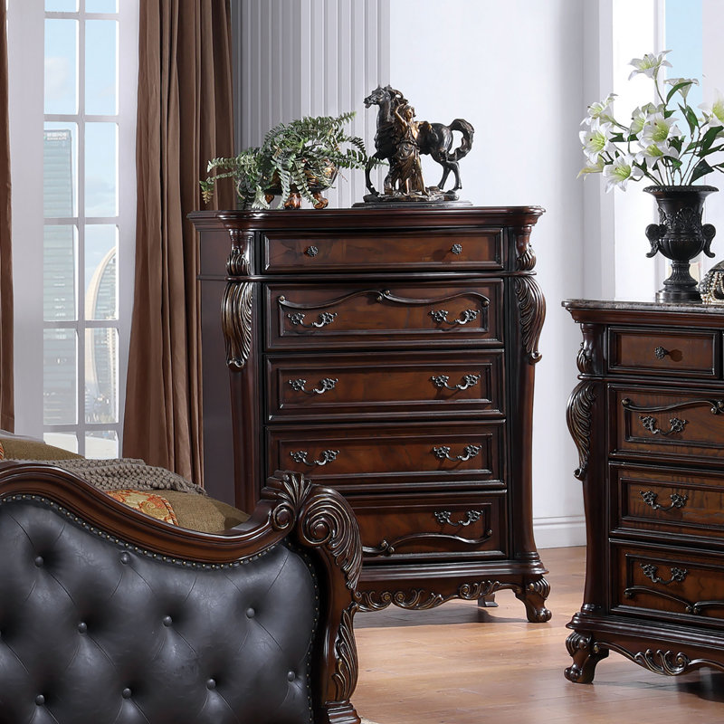 Commode 5 tiroirs Congresbury, Brun