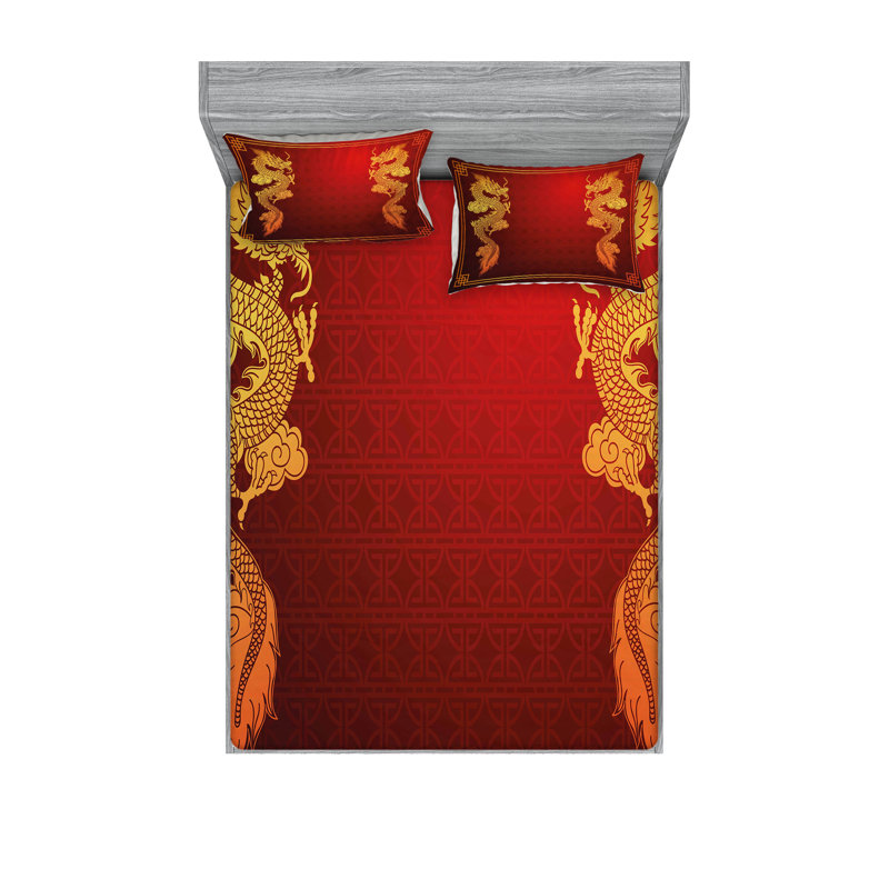 Drap-housse et coussin décoratif Ambesonne, Ensemble de draps pour lit double + 5 pièces supp