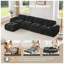 Canapé modulaire en velours capitonné modulaire avec repose-pieds mobile l 111 po x P 35 po x H 28 po Aurelia