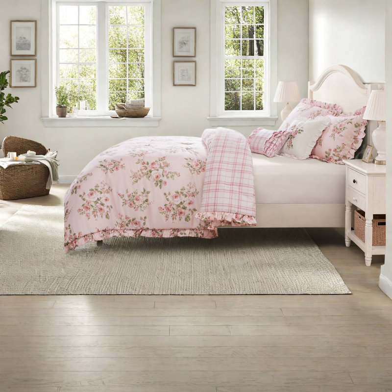 Ensemble d'édredon en microfibre rose