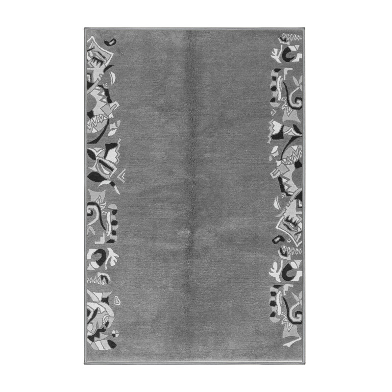 Tapis gris en laine / polyester tissé à la machine 5 pi x 8 pi Ayslyn