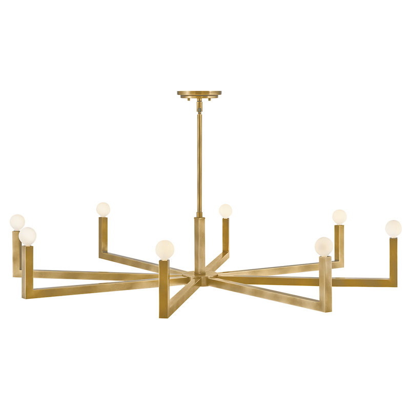 Ezra 8 - Light Steel Dimmable Chandelier, Heritage Brass