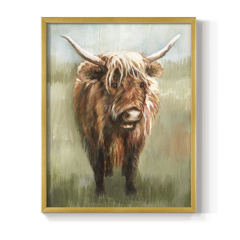 «Happy Highlander», reproduction encadrée - bois massif, H 21 po x l 17 po, Doré