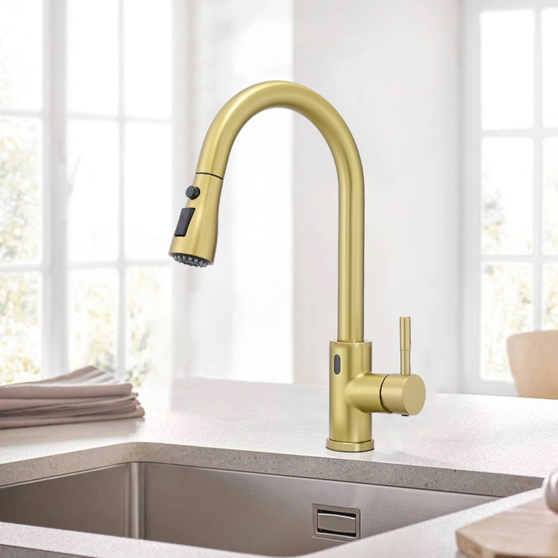 Robinet de cuisine avec capteur, Or brossé