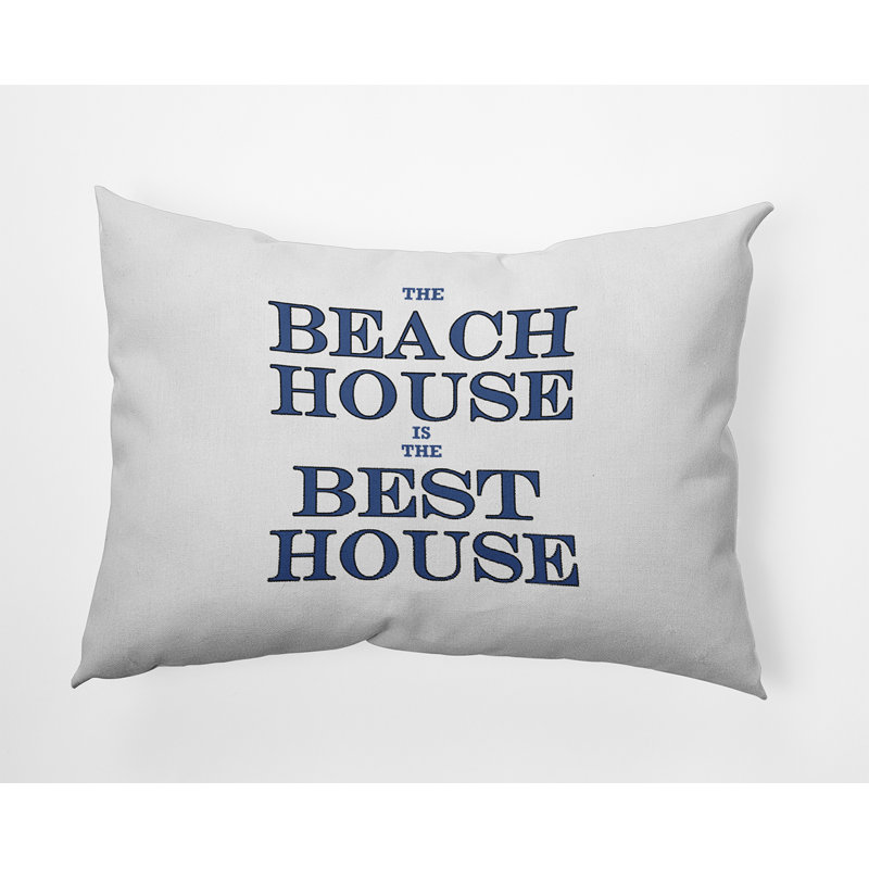 Outdoor Reversible Throw Pillow, Navy Blue