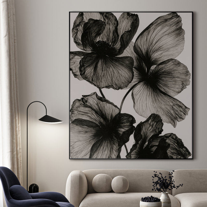 Extra Large Wall Art Fabric Print - Flowers Floral Botanical Artwork Artwork Decor for Living Room or Bedroom - "Frame Assembly Required (Unfinished Frame)"