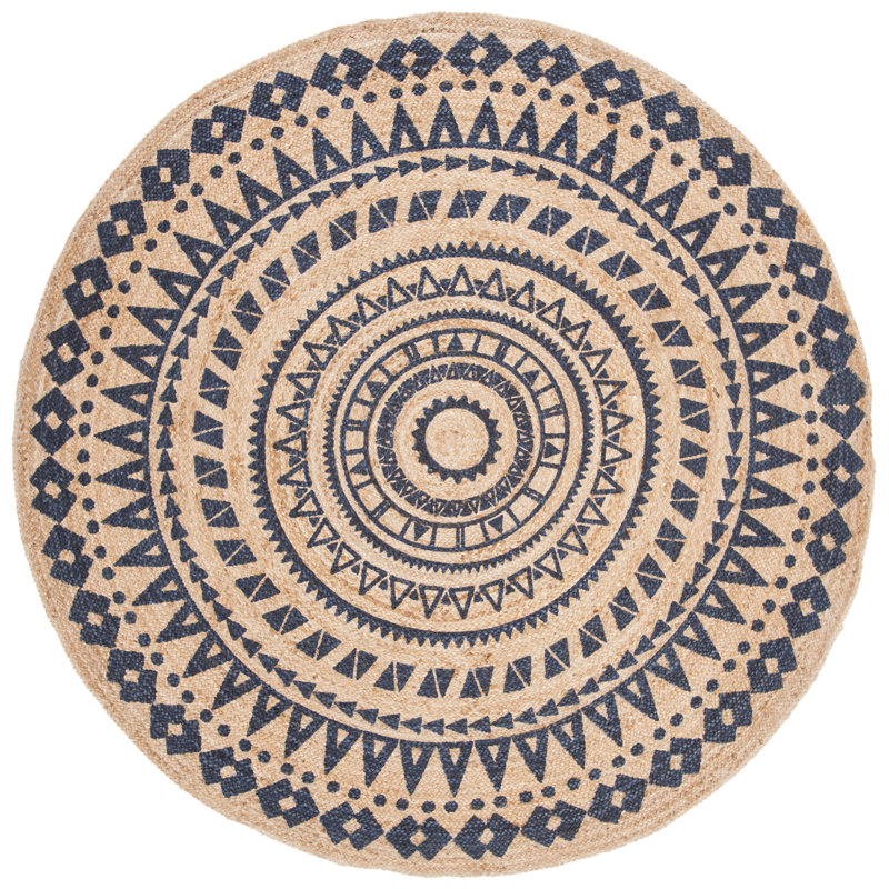 Detweiler Hand Woven Jute Oriental Rug, Round 3' x 3'