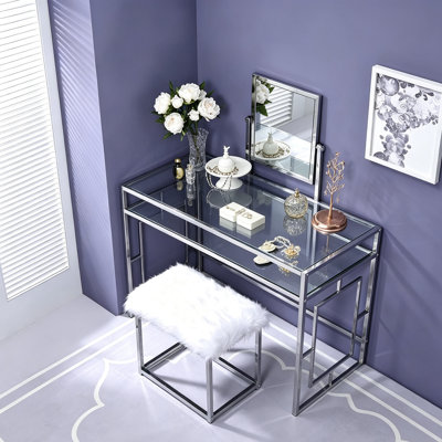 Coiffeuse en verre avec tabouret